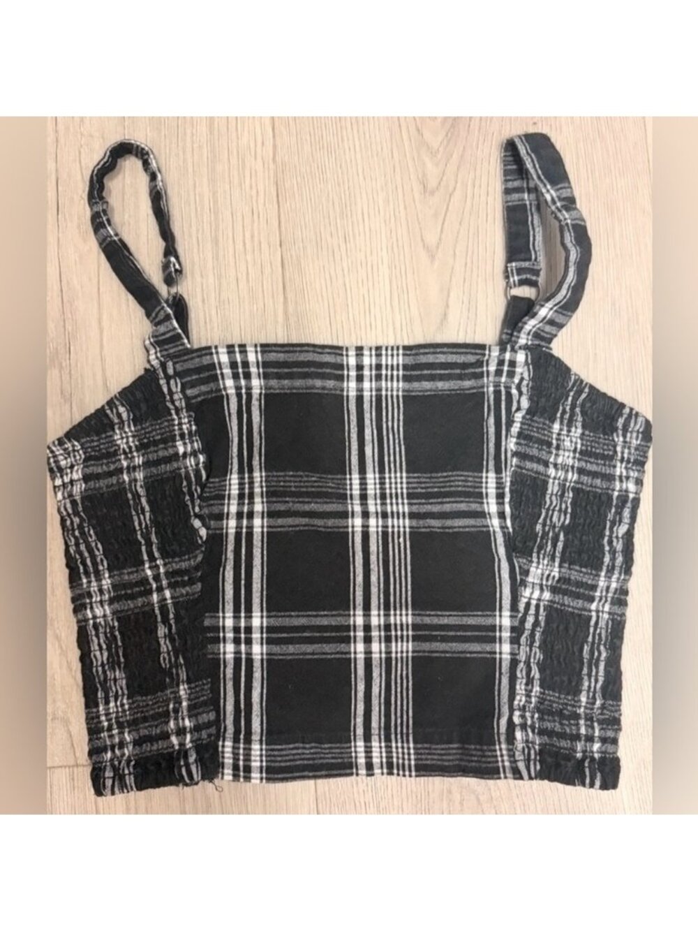 Plaid Black and White Crop Top